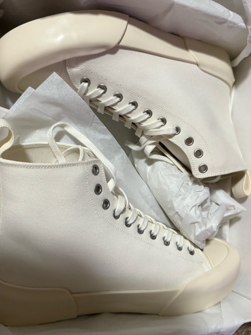 Jil Sander Off-White High-Top Canvas Sneakers